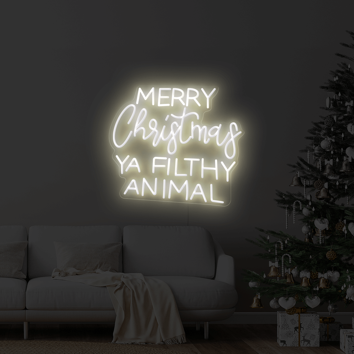 Merry Christmas Ya Filthy Animal LED Neon Sign