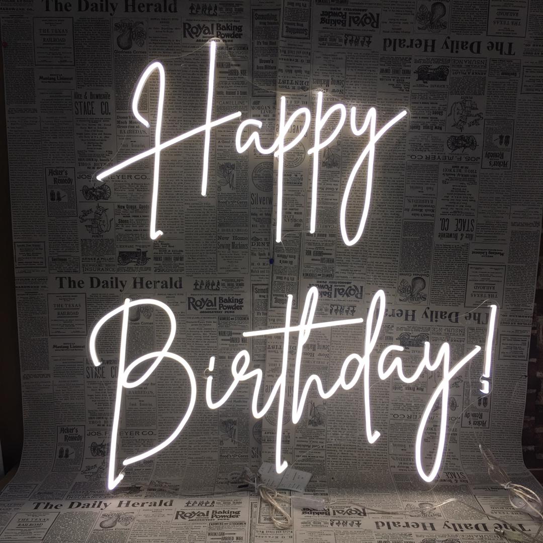 Happy Birthday Neon Double Line