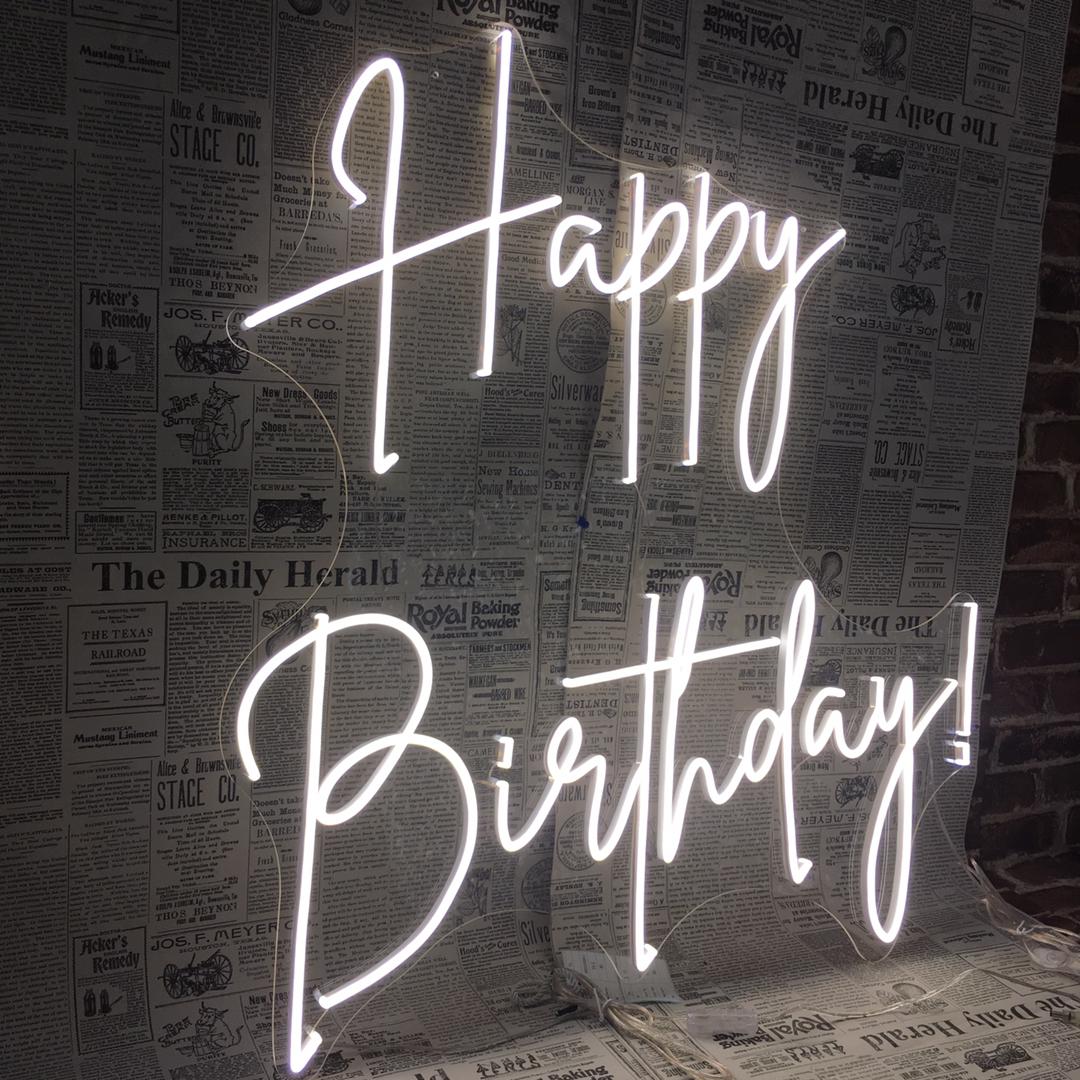 Happy Birthday Neon Double Line