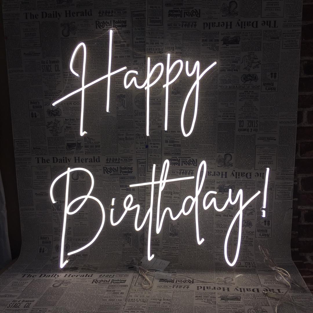 Happy Birthday Neon Double Line