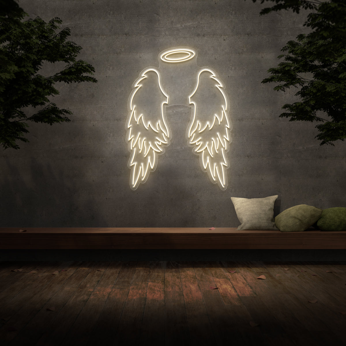 Large Angel Wings & Halo Neon Sign