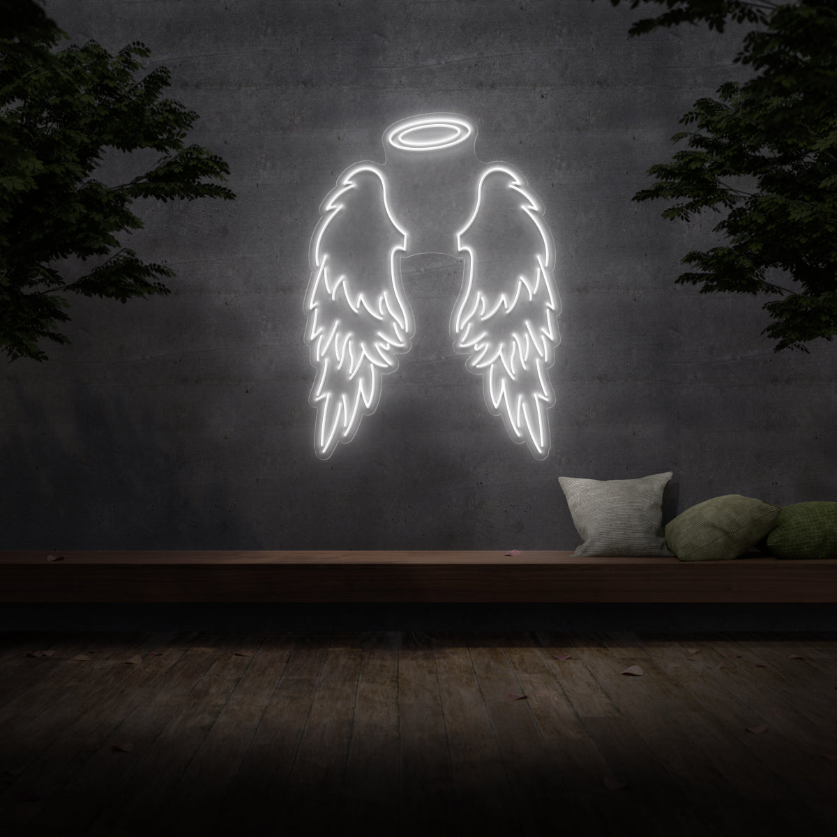 Large Angel Wings & Halo Neon Sign