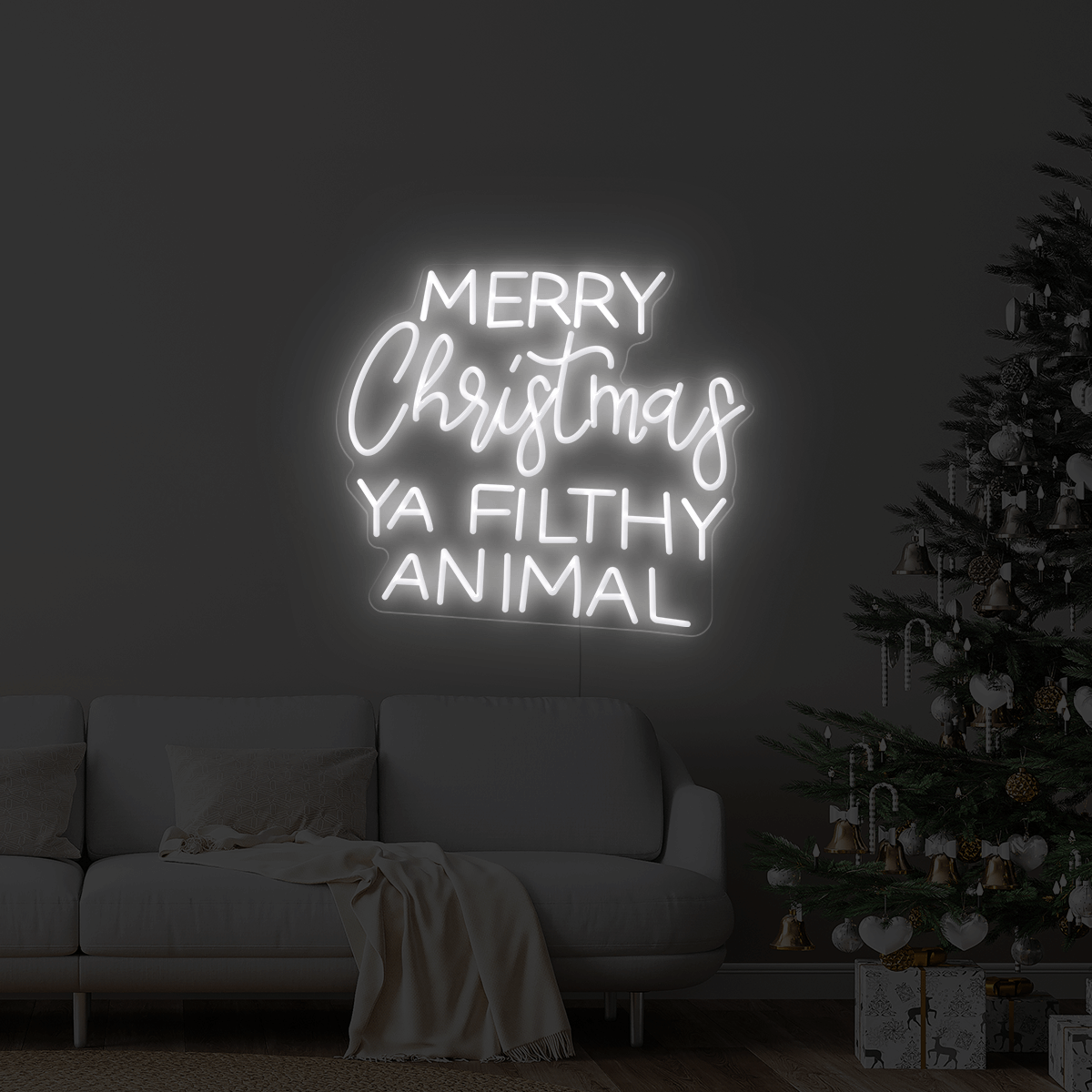 Merry Christmas Ya Filthy Animal LED Neon Sign